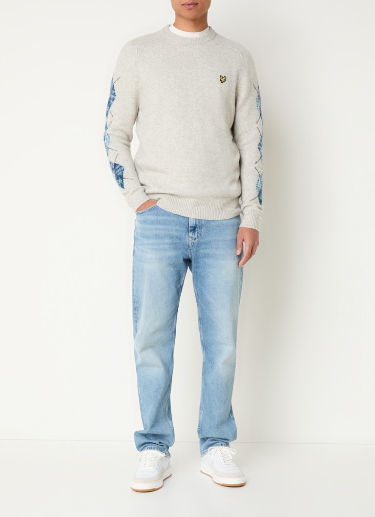 Lyle & Scott Argyle fine-knit sweater with logo embroidery