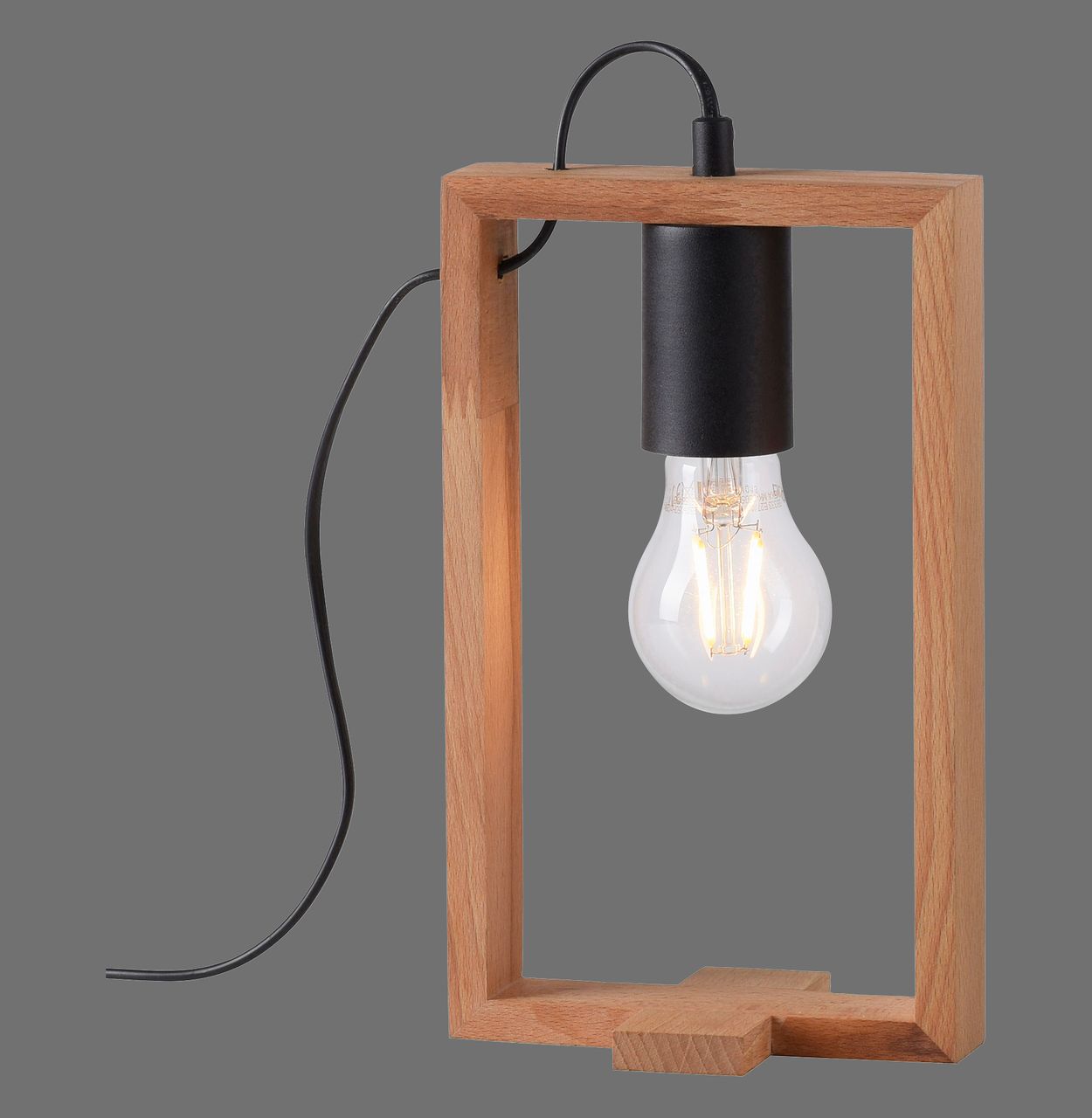 JUST LIGHT LeuchtenDirekt Tischleuchte FRAME, 1xE27/max. 60W, Innenleuchte, IP20, Metall und Holz