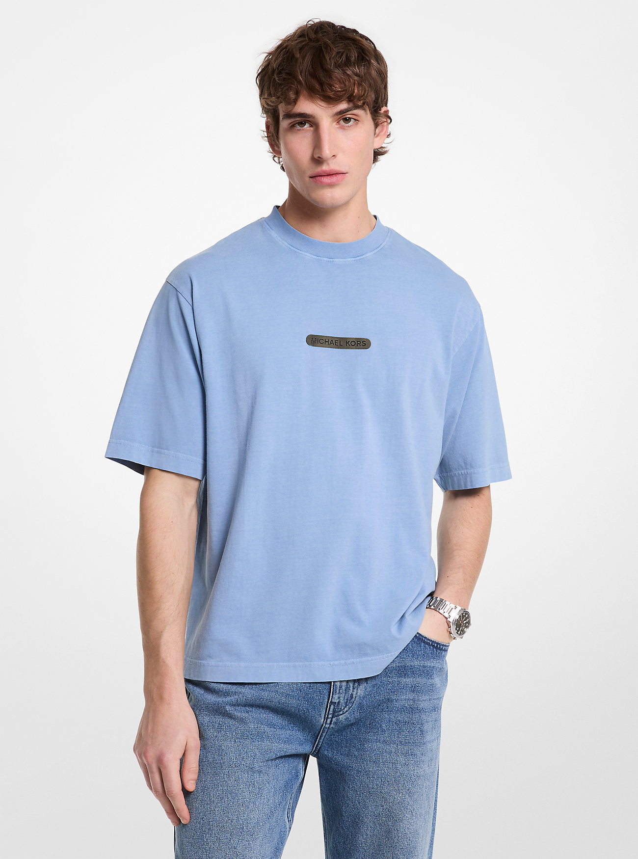 Logo bomulls-T-skjorte - CHAMBRAY