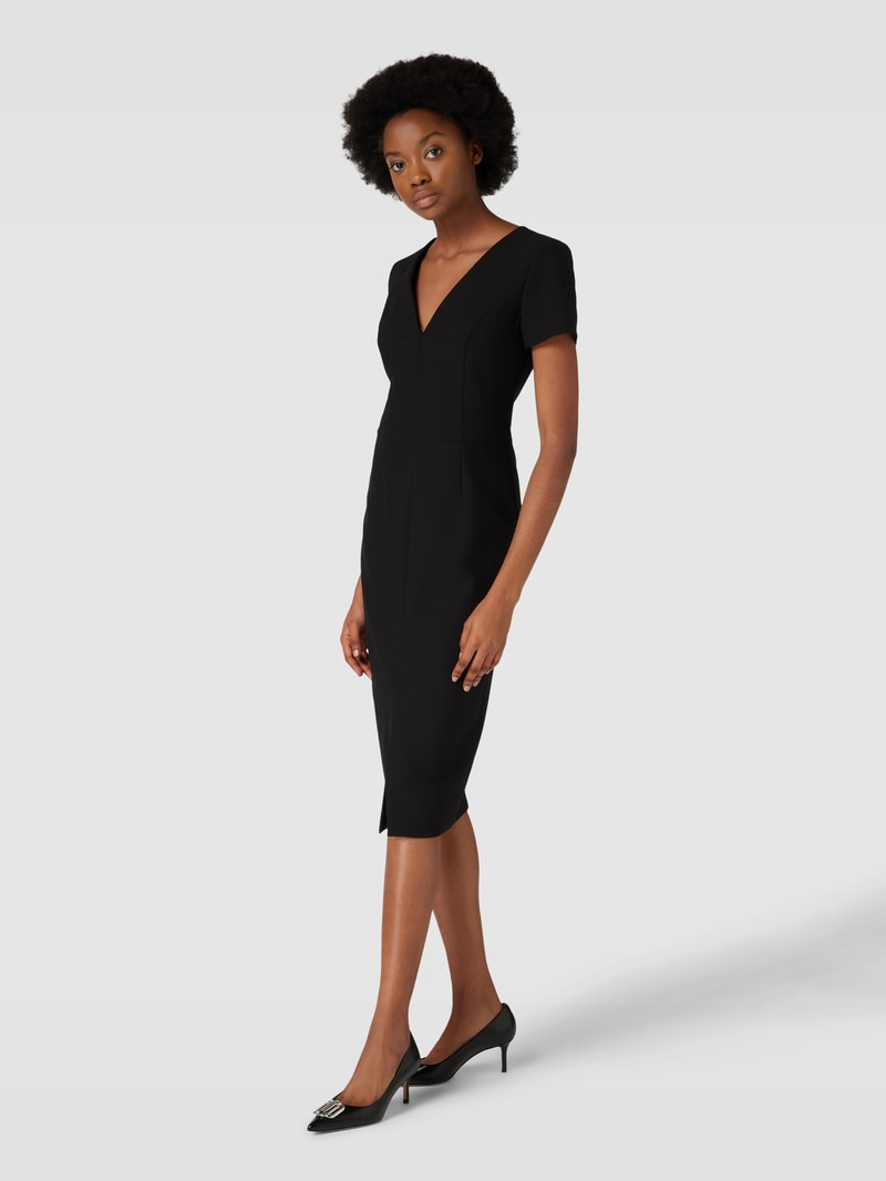 Midikleid mit V-Ausschnitt Modell 'Kalamara' in schwarz