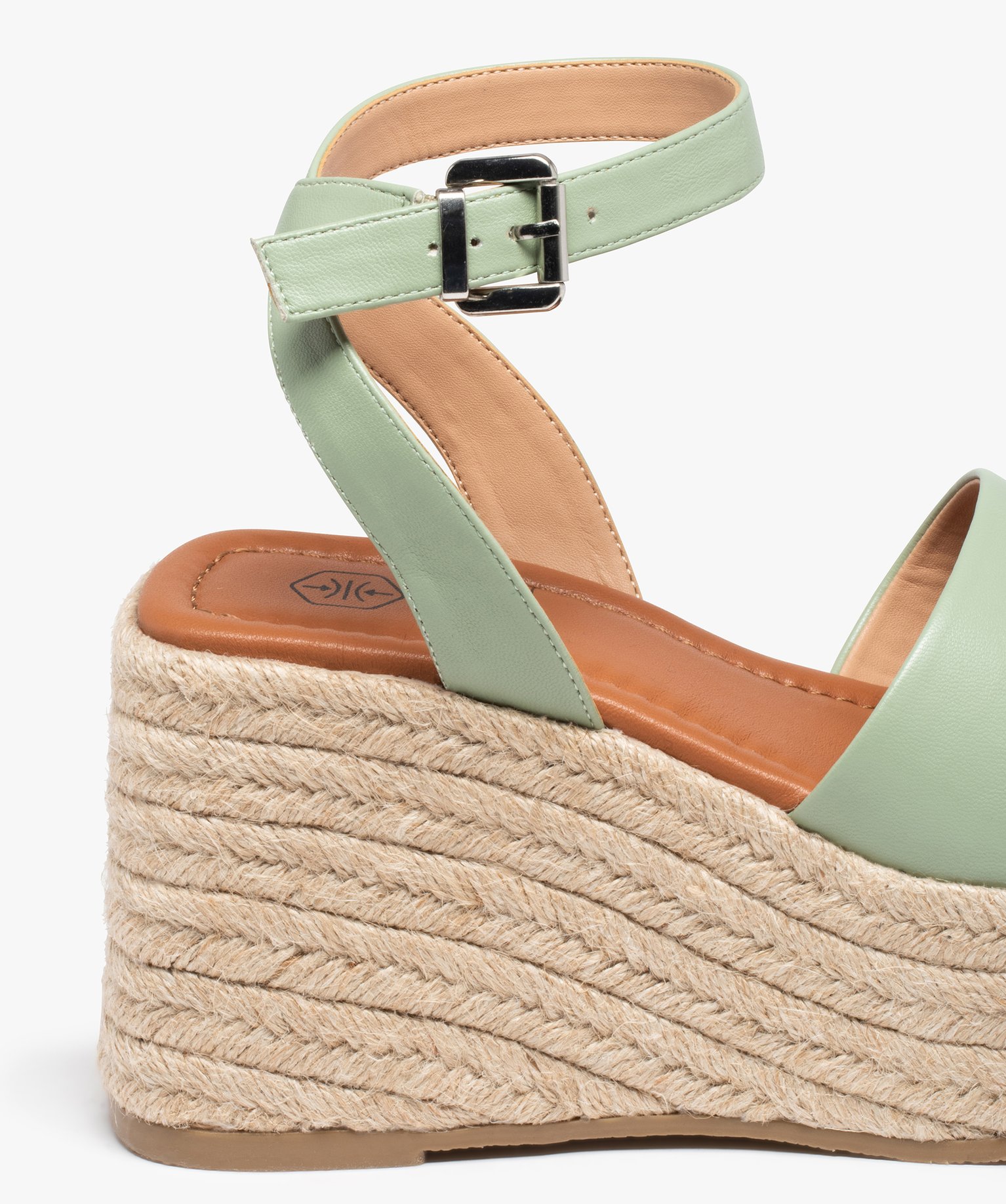 Sandales femme plateforme compensées à brides unies vert | GEMO