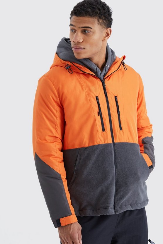 Lockere Colorblock Polar Fleece Jacke