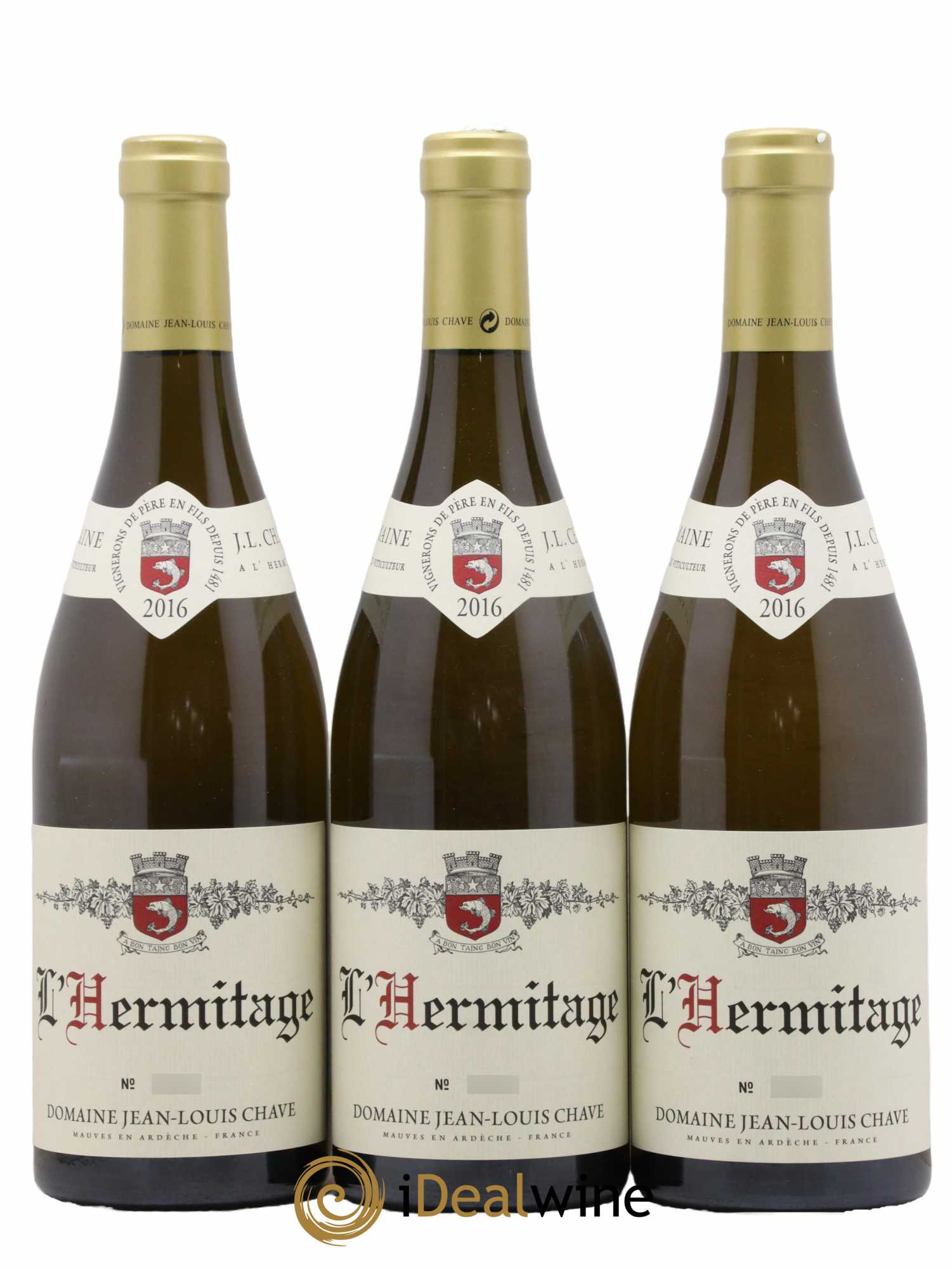 Hermitage Jean-Louis Chave  2016 - Lot de 3 Bouteilles