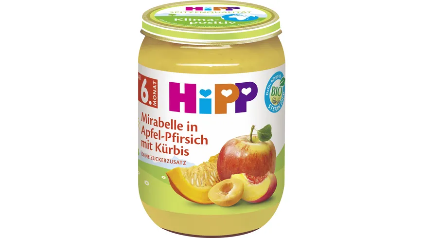HiPP Frucht und Gemüse: Mirabelle in Apfel-Pfirsich mit Kürbis 190 g