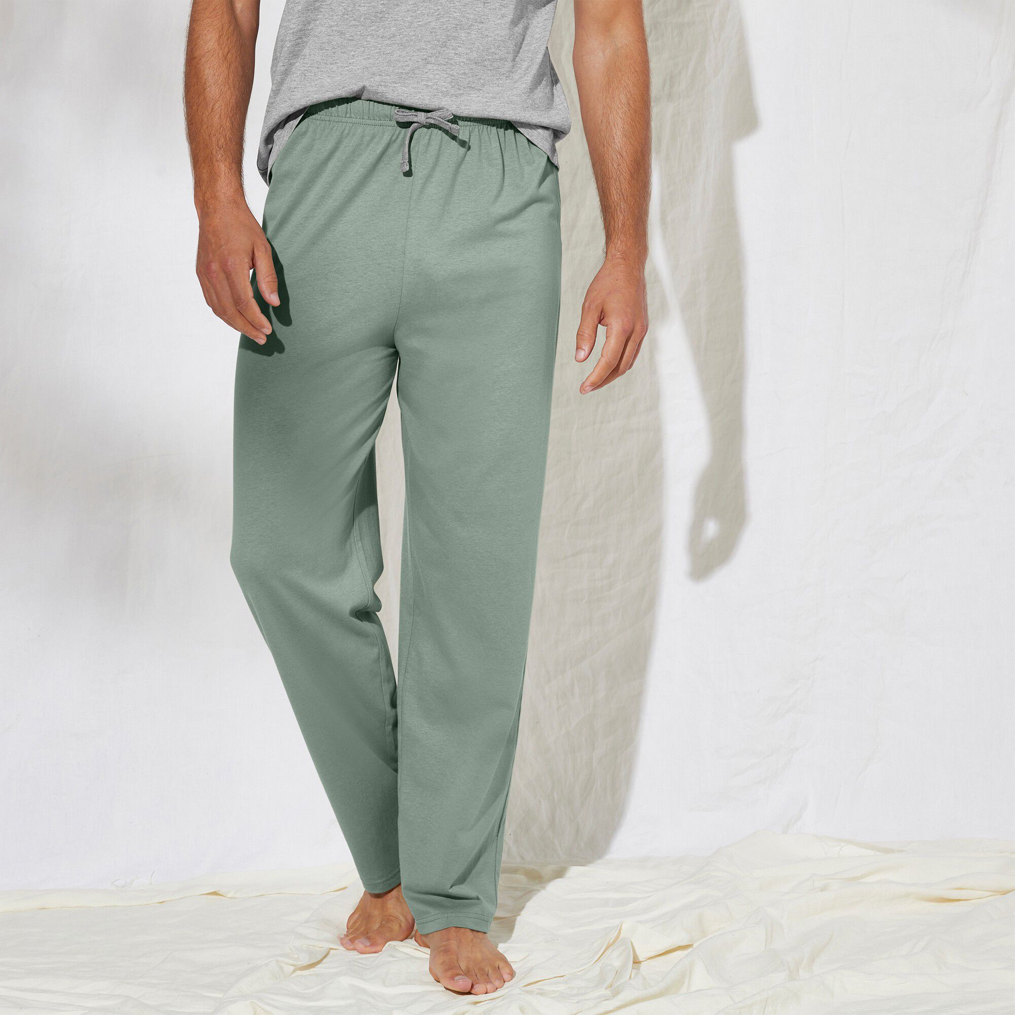 Pantalon pyjama uni vert