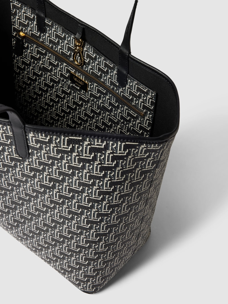 Tote Bag mit Allover-Logo Modell 'COLLINS' in schwarz