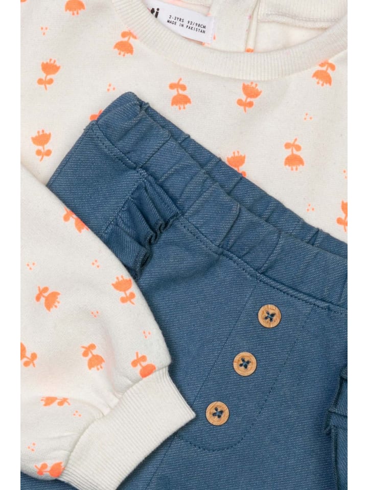 Minoti 2tlg. Outfit: Sweatshirt Fleurs 7 in weiß günstig kaufen