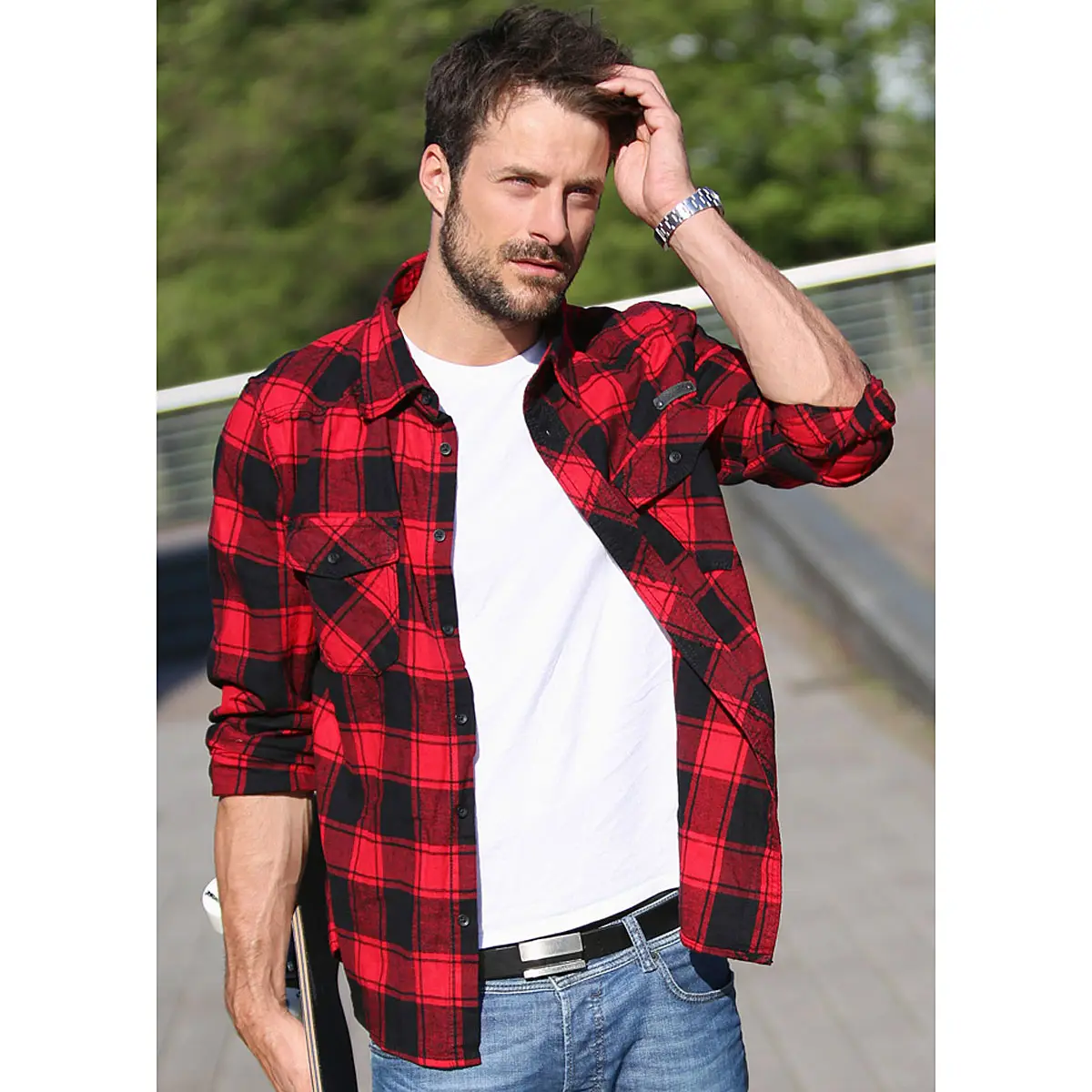 Brandit Checkshirt rot-schwarz