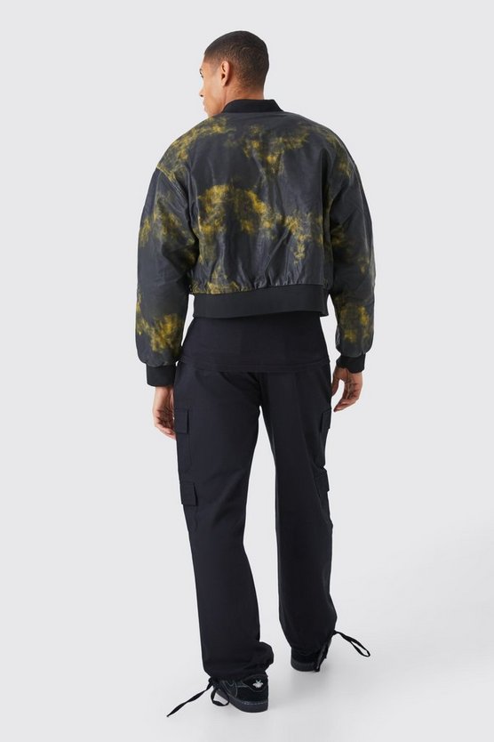 Kastige gepolsterte PU-Bomberjacke
