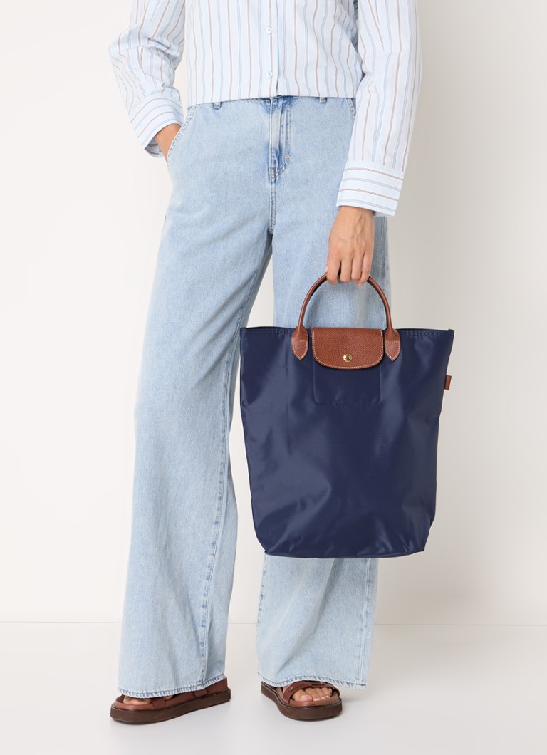 Τσάντα Longchamp Le Pliage Original M με δερμάτινες λεπτομέρειες