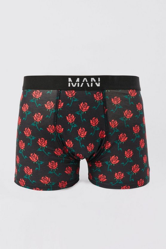 Boxershorts mit Rosen-Print und Geschenkbox