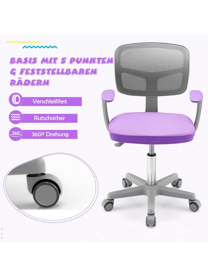 COSTWAY Schreibtischstuhl 3-10 Jahren Drehbar in Lila günstig kaufen onesize