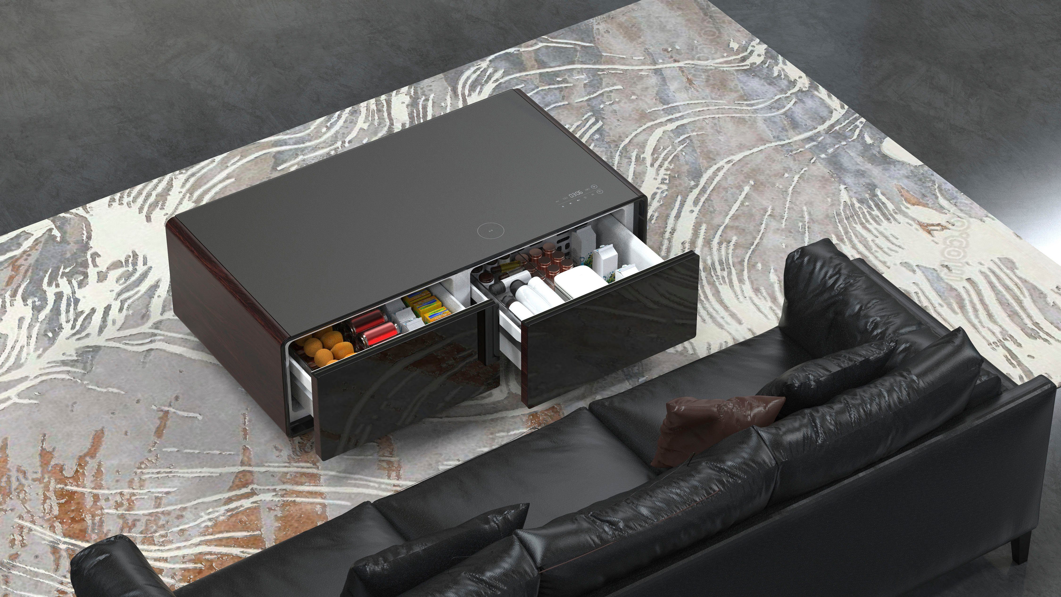 Caso Getränkekühlschrank 794, 46 cm hoch, 130,5 cm breit, Loungetisch mit Kühlfächern, Soundbar und Lademöglichkeiten