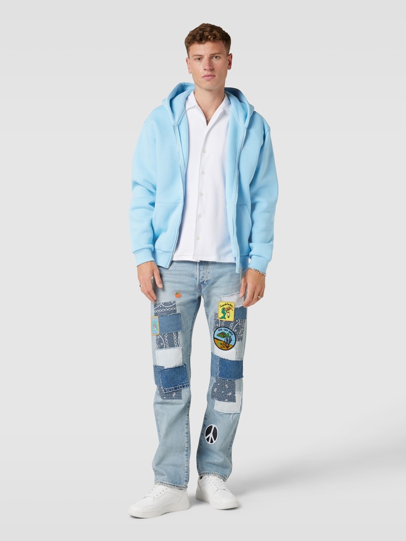 Sweatjacke mit Kapuze in hellblau