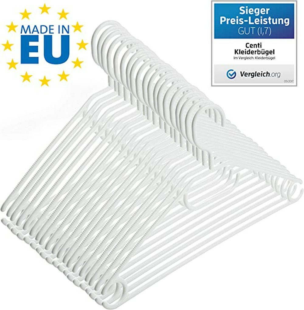 Centi Kleiderbügel 100 Kleiderbügel weiß mit drehbaren Haken, (Spar Set, 100-tlg), mit drehbaren Haken