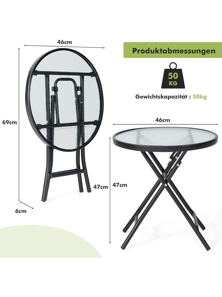 COSTWAY Beistelltisch klappbar 46x46x47cm in Transparent günstig kaufen onesize
