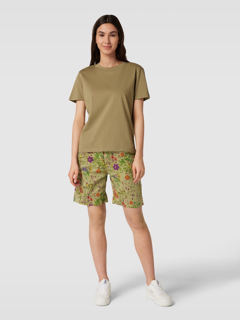 Bermudas mit Allover-Muster Modell 'JACQUELINE CURVY' in olivgrün
