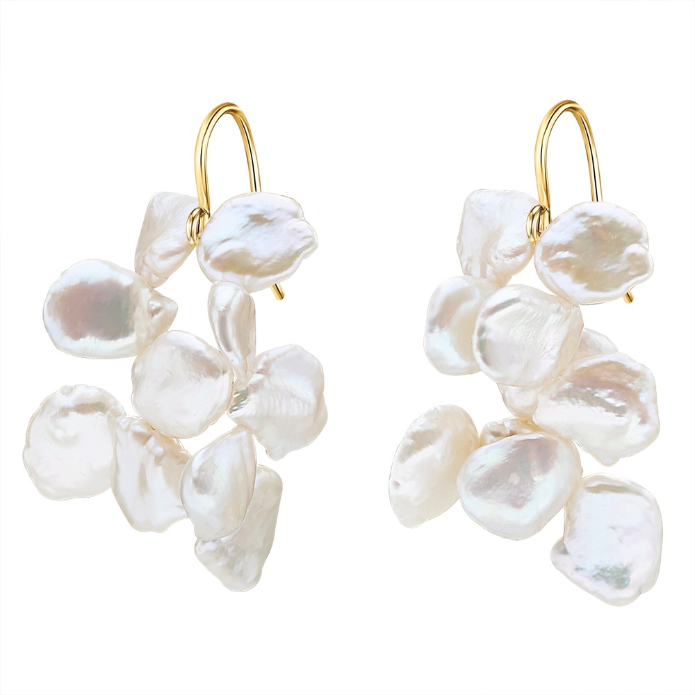 Valero Pearls Boucles d'oreille en perle Argent sterling Perle de culture d'eau douce en Or jau Boucles d'oreilles