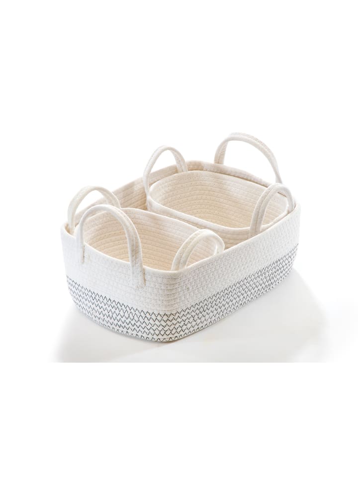kobolo 3tlg. Set Aufbewahrungskorb PATTERNBASK2 in Weiß günstig kaufen onesize