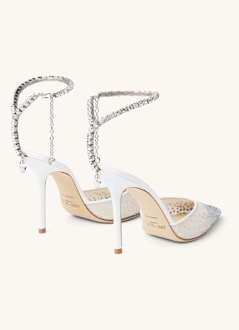 Sandale Jimmy Choo Saeda 100 s detaljima od janjeće kože i kristalima