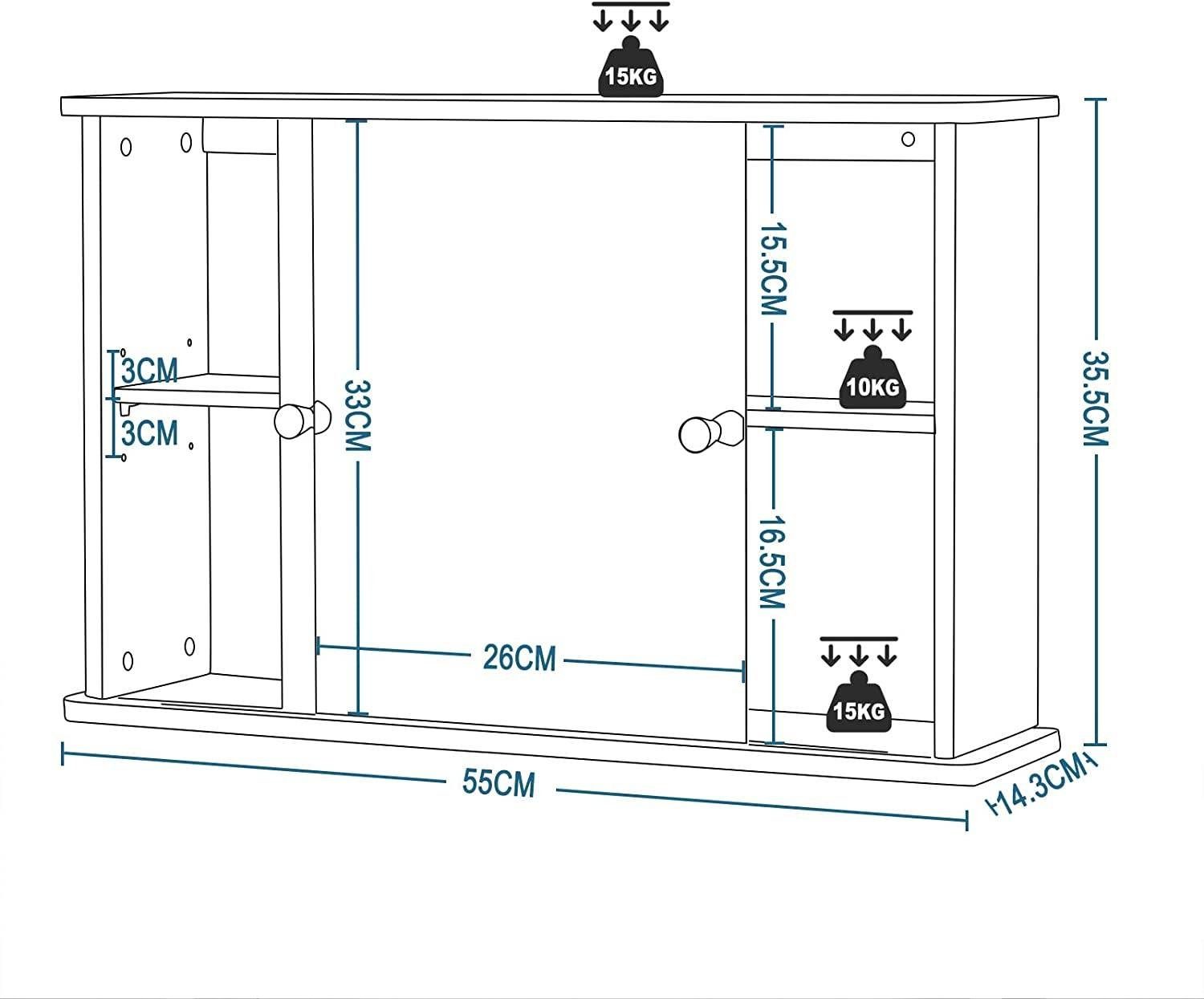 EUGAD Badezimmerspiegelschrank mit Ablage, aus Bambus, 55x35,5x14 cm