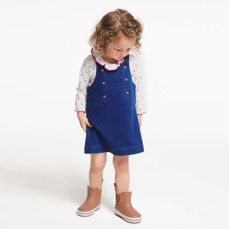 Robe salopette denim bleue bébé fille