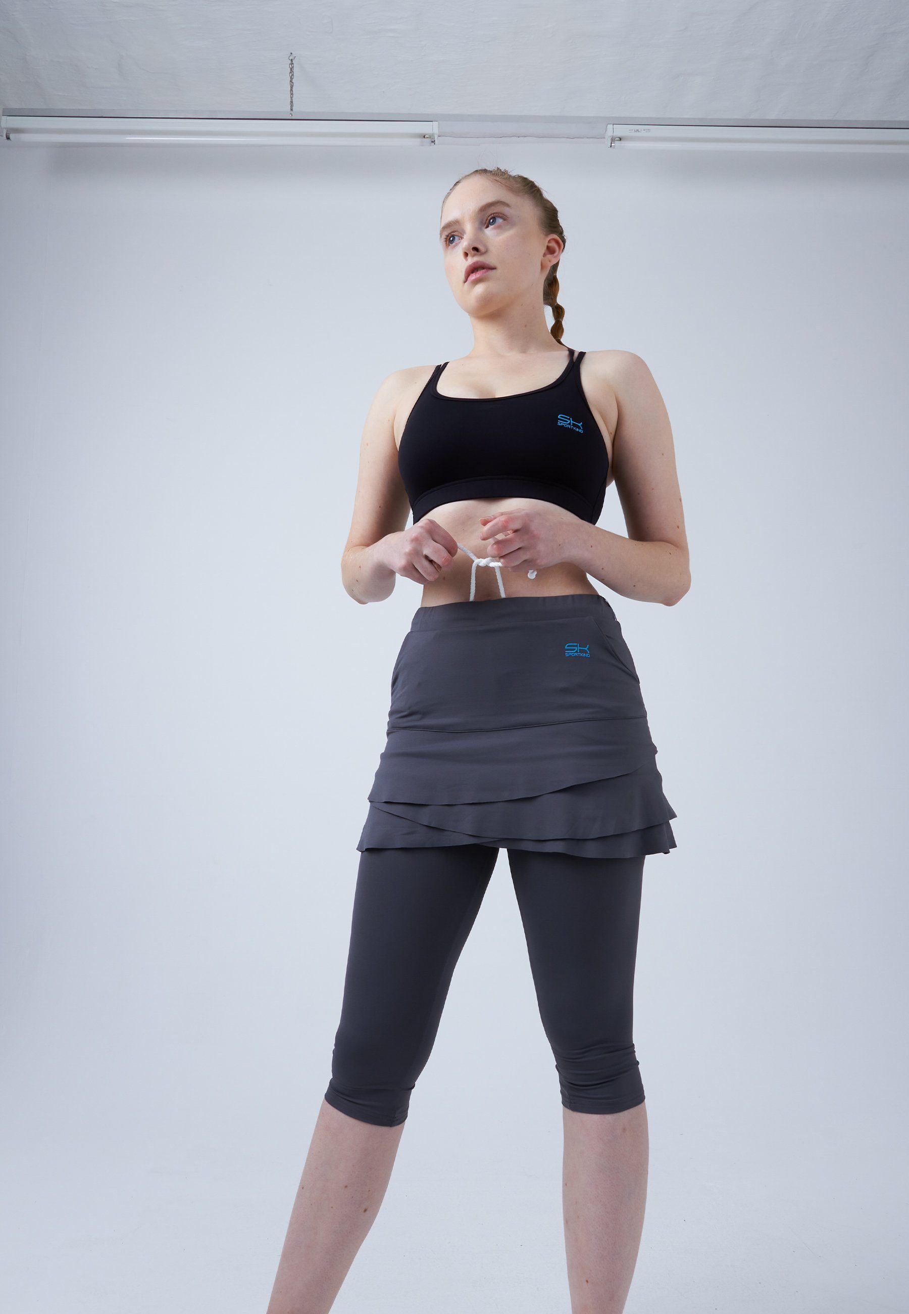 SPORTKIND Tennisrock 2-in-1 Tulip Skort mit Leggings / Skapri Mädchen & Damen grau