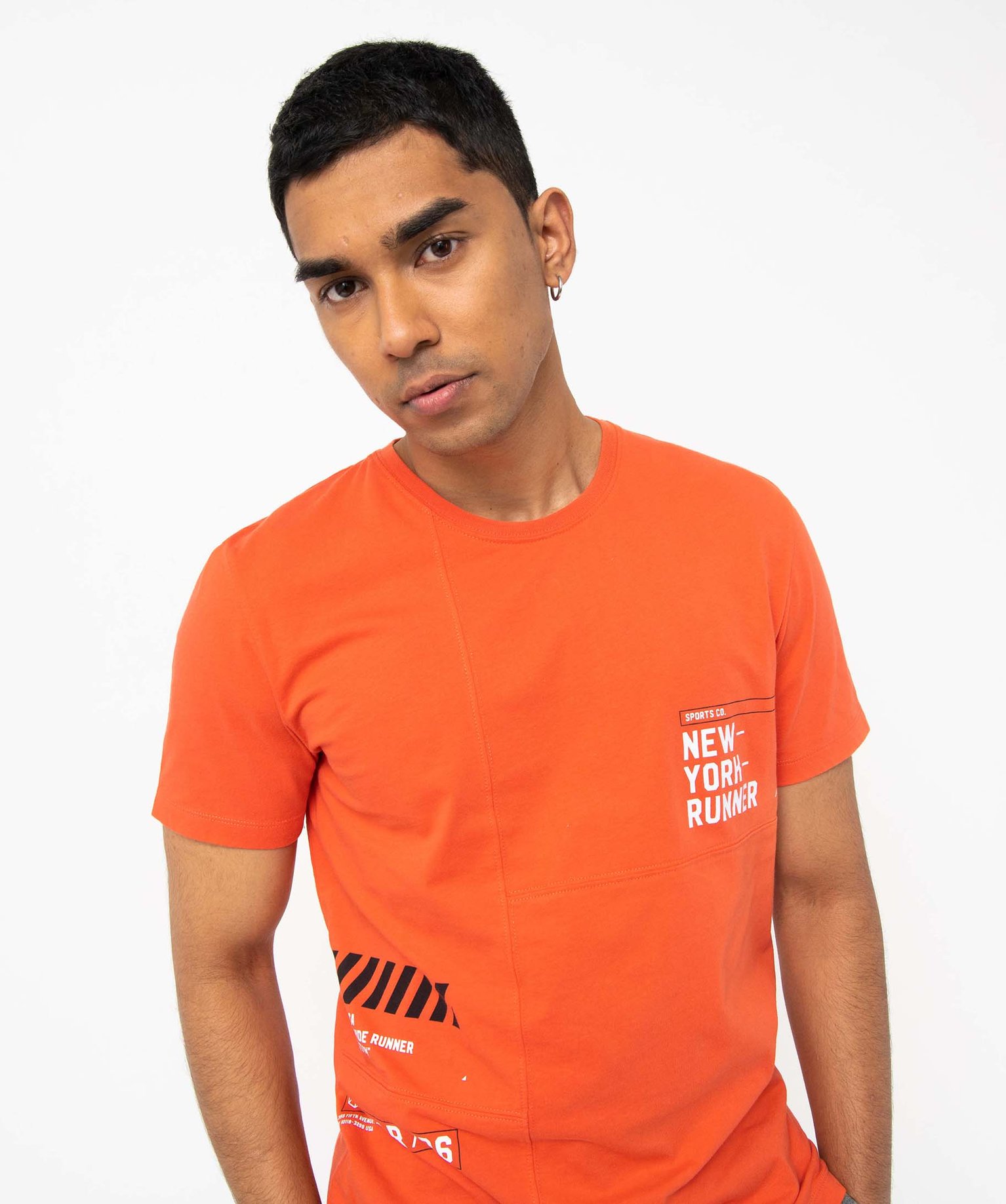 Tee-shirt homme à manches courtes look streetwear orange | GEMO