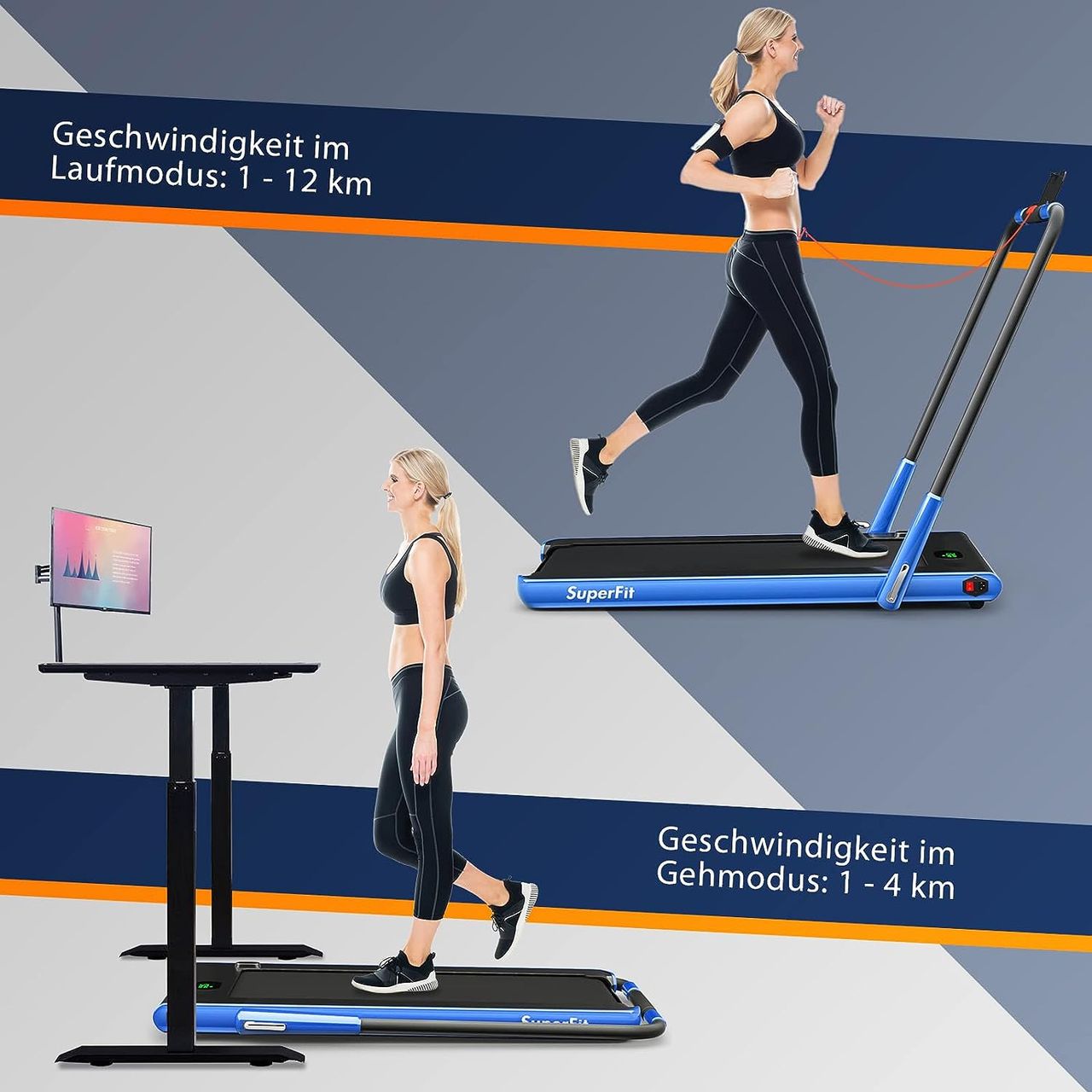 Costway 2 in 1 Laufband klappbar 2,25HP