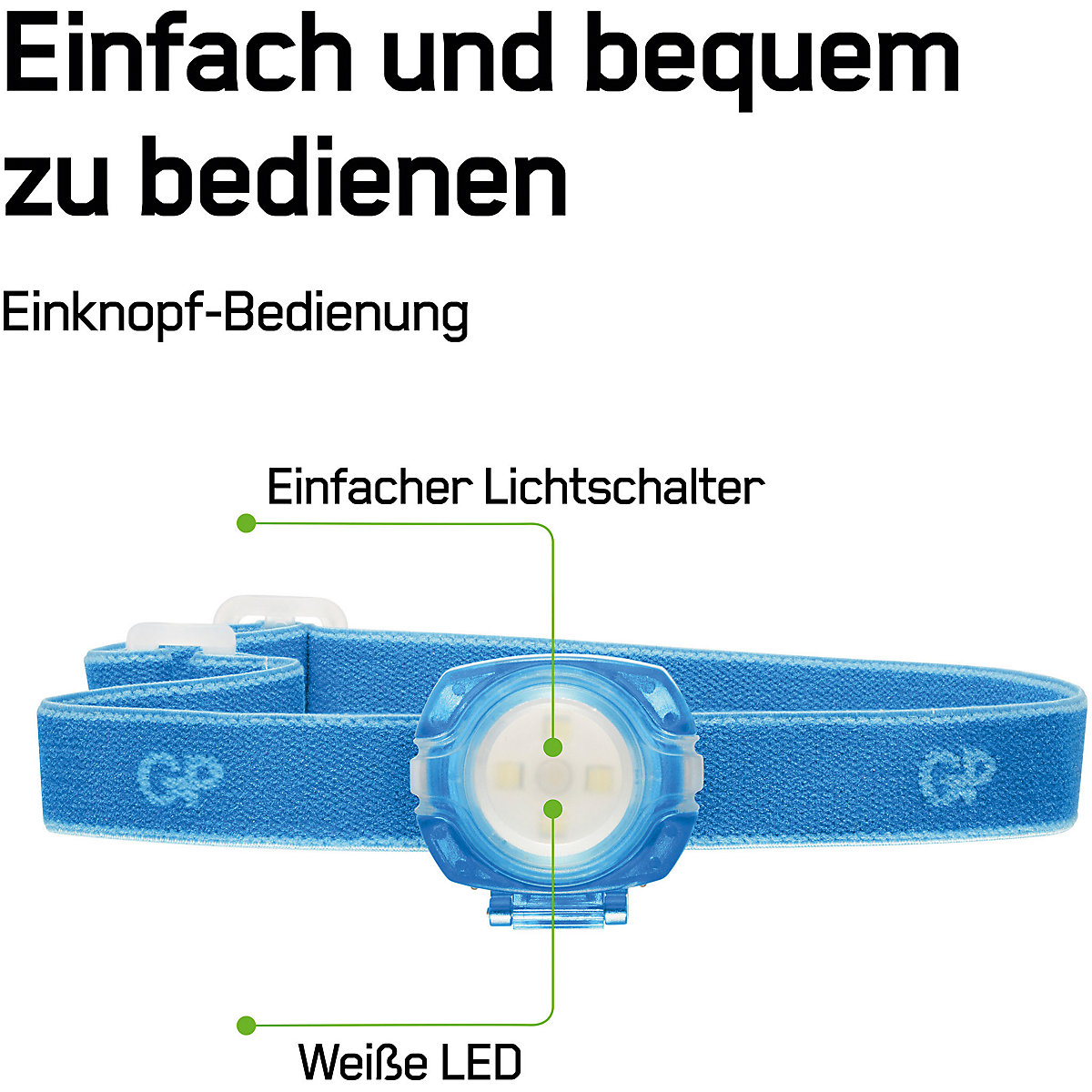 Stirnlampe GP CH31 40lumen 2X CR2025 Blau