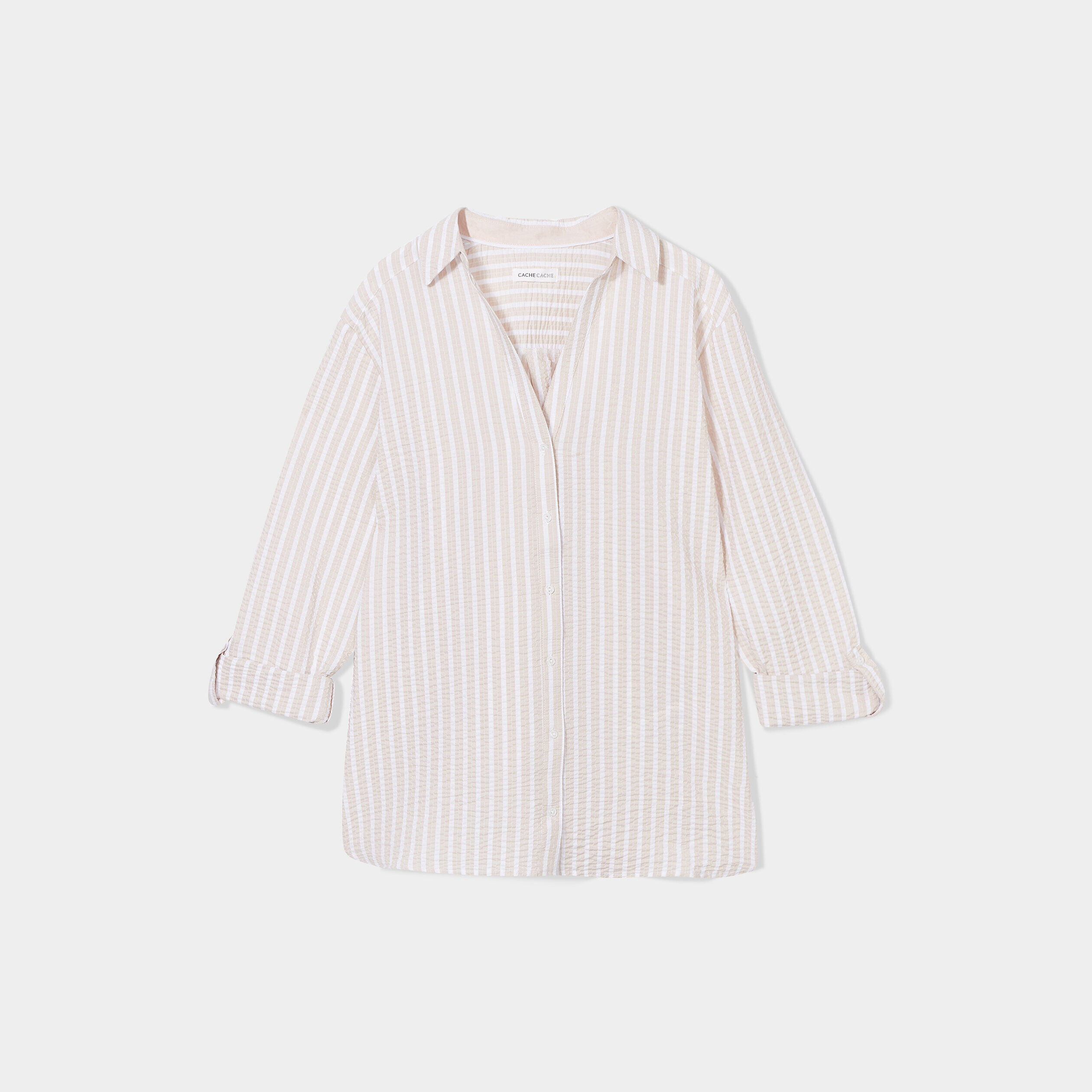 Chemise manches 3/4 blanc femme | Cache Cache