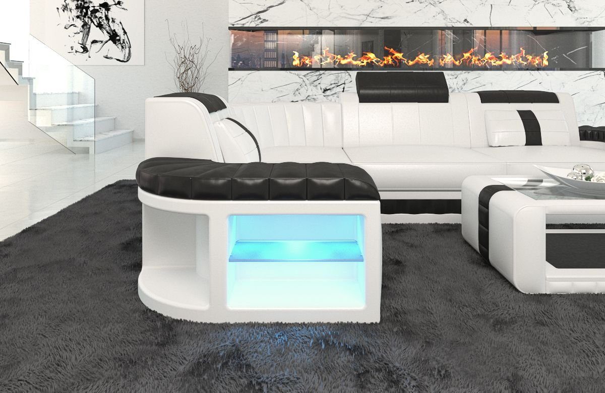 Sofa Dreams Ecksofa Ledercouch Ledersofa Bergamo L Form Leder Sofa, Couch, mit LED, wahlweise mit Bettfunktion als Schlafsofa, Designersofa
