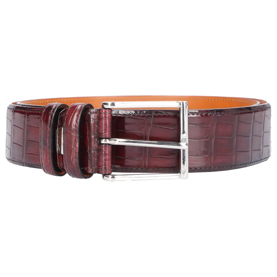 Santoni - Herrengürtel Alligatorleder - rot