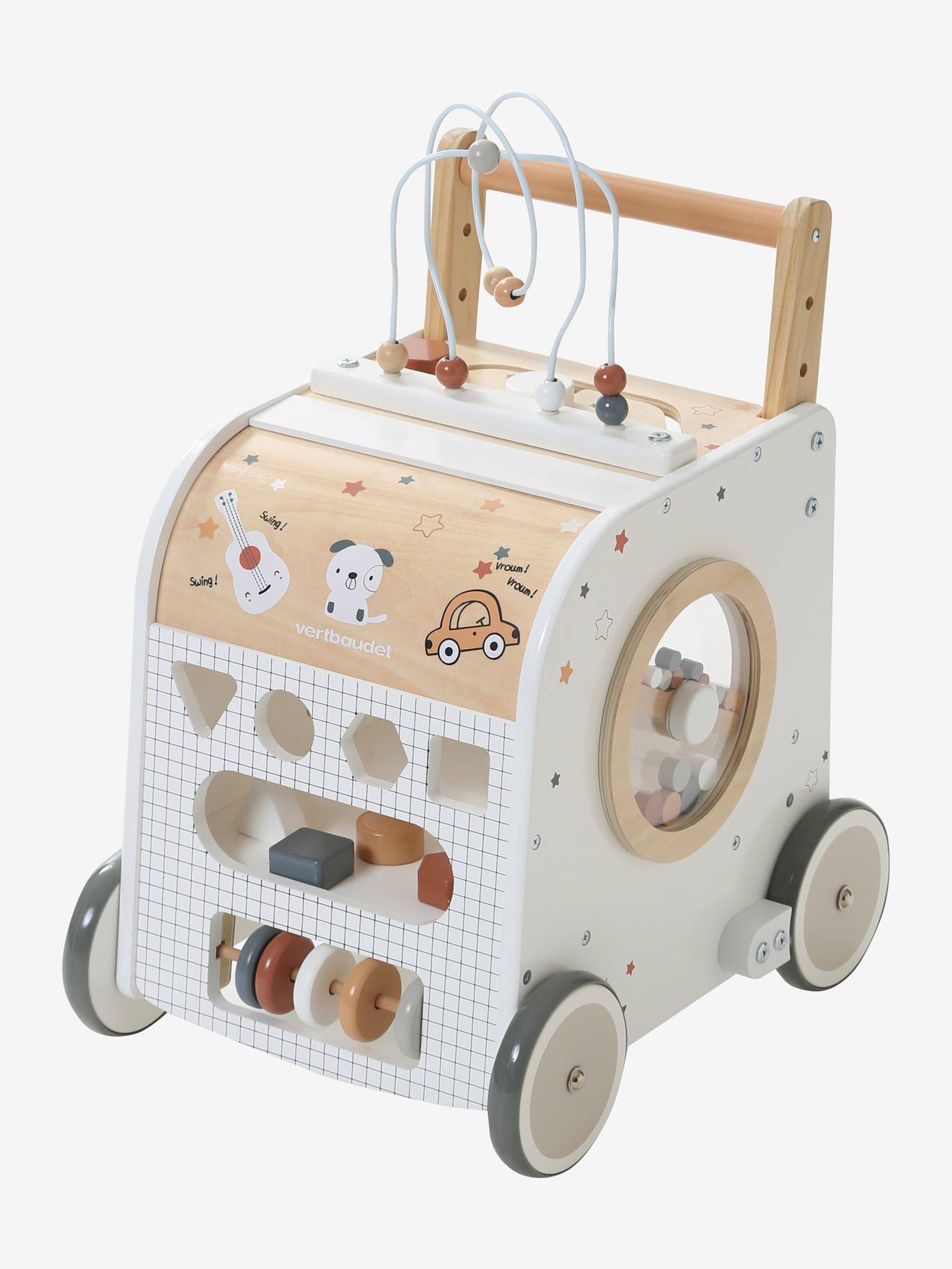 Vertbaudet Activity-Lauflernwagen, Holz FSC - mehrfarbig