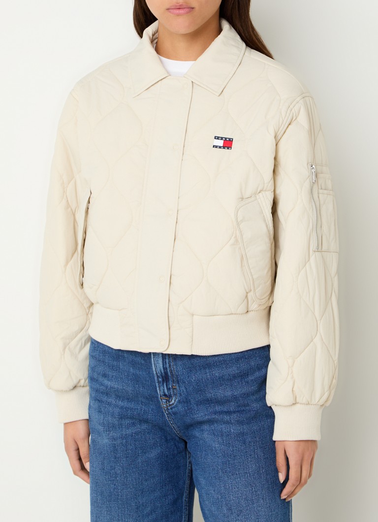 Tommy Hilfiger prošivena bomber jakna s uzorkom prošivenog printa i vezom logotipa