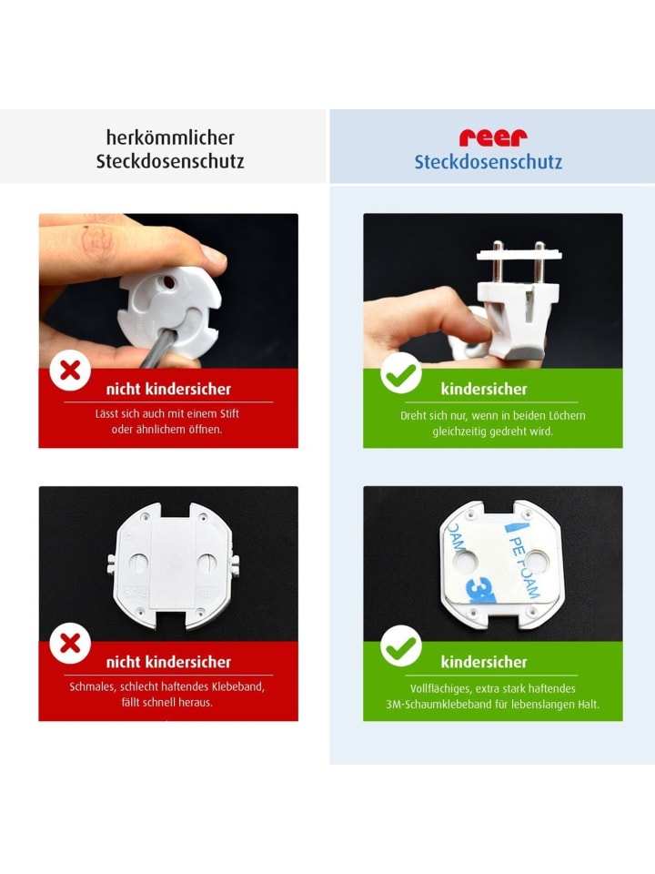 Reer [20 Stück] Steckdosenschutz klebbar in Transparent ab 0 Monate günstig kaufen onesize