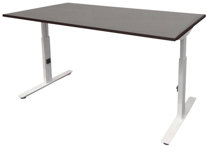 Schaffenburg Höhenverstellbar Sitz-Stehschreibtisch Rechteckig Eiche Holz Weiß T-Fuß 1.600 x 800 x 855 mm