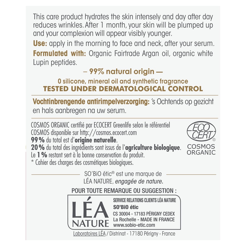 LÉA NATURE SO BiO étic Soin hydratant¹ Anti-Rides jour, Précieux Argan Soin hydratant