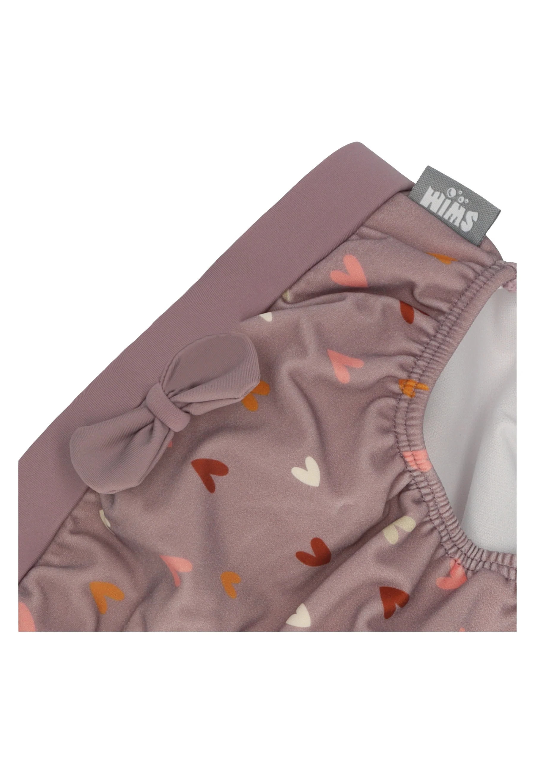 Badehose in Lila mit allover Herzen und Zierschleife