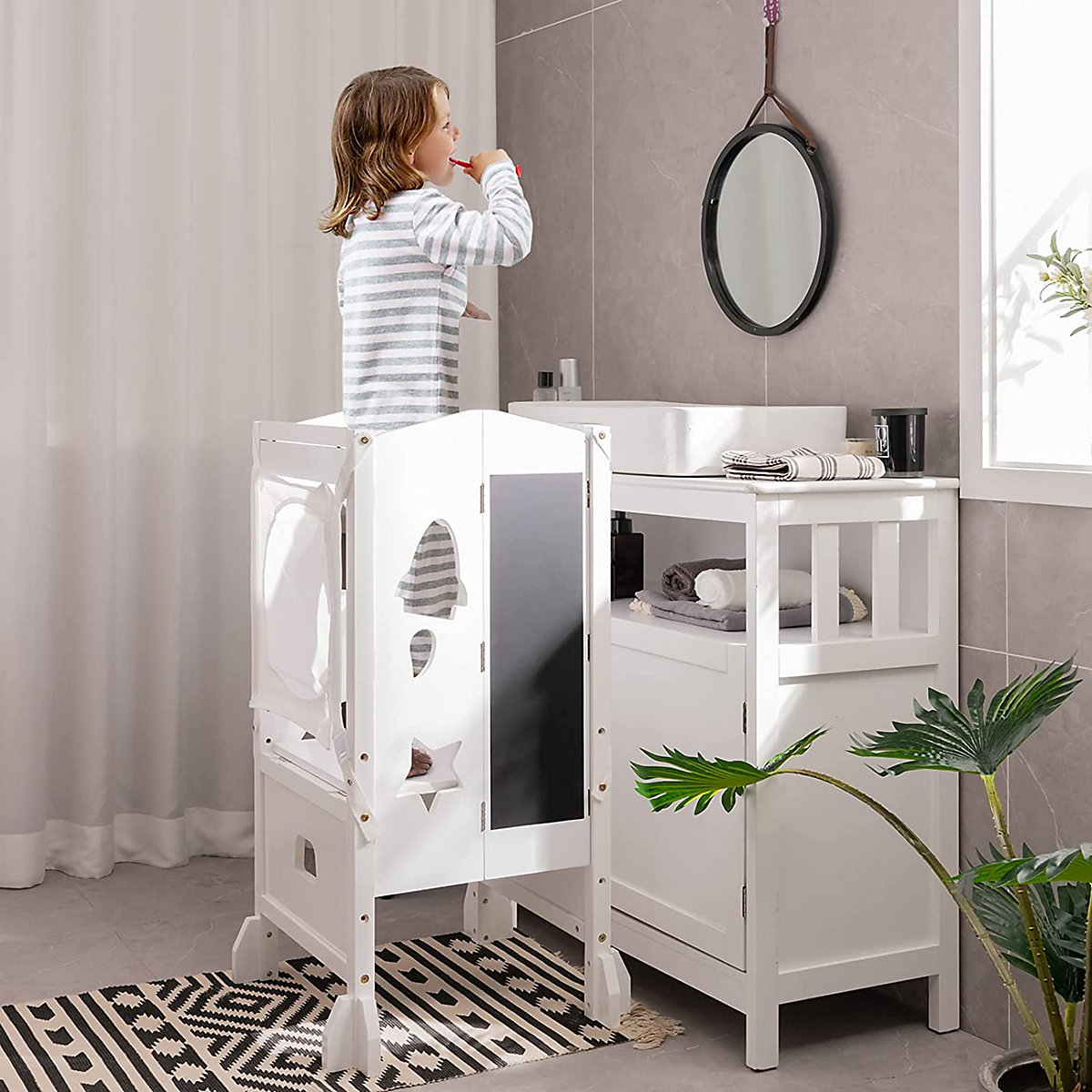 Lernturm Tritthocker klappbar mit Tafel & Sicherheitsnetz
