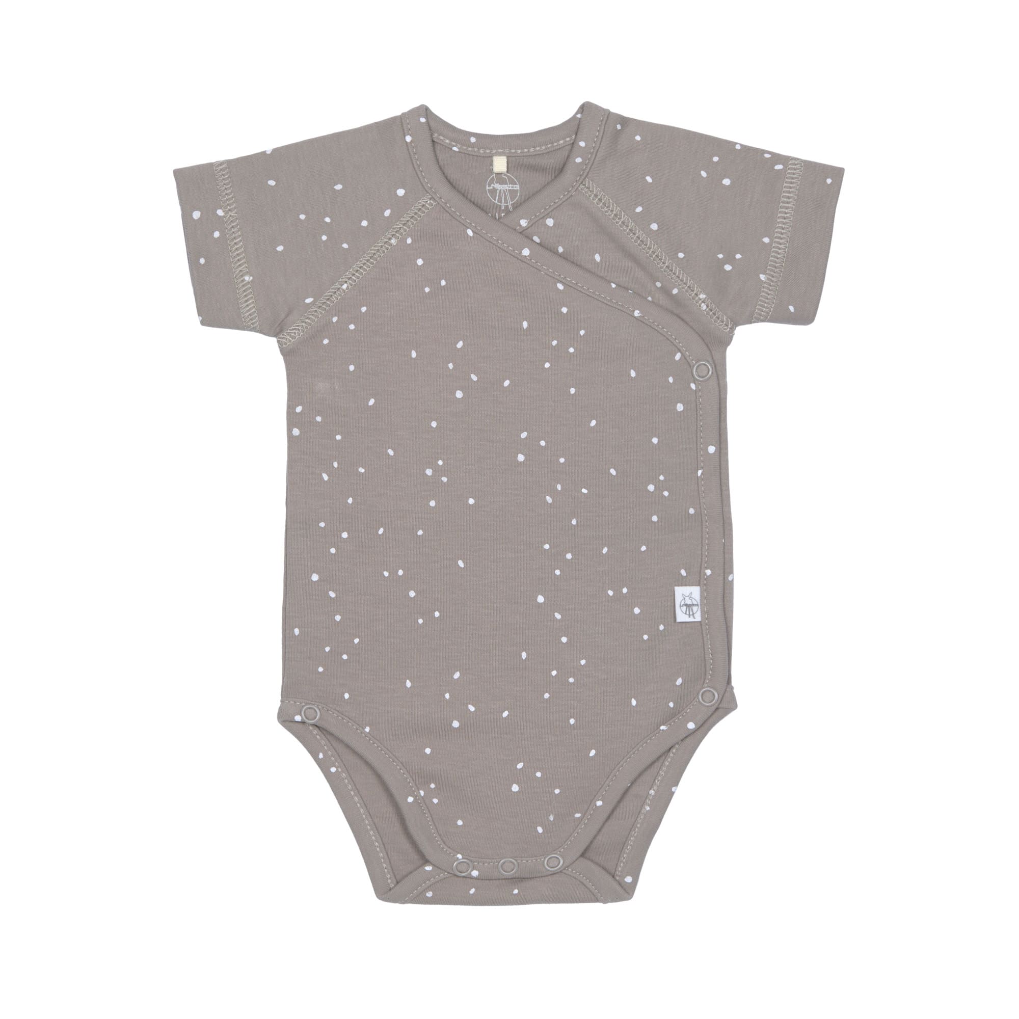 Baby Wickelbody kurzarm - Bio Baumwolle, Punkte, Taupe