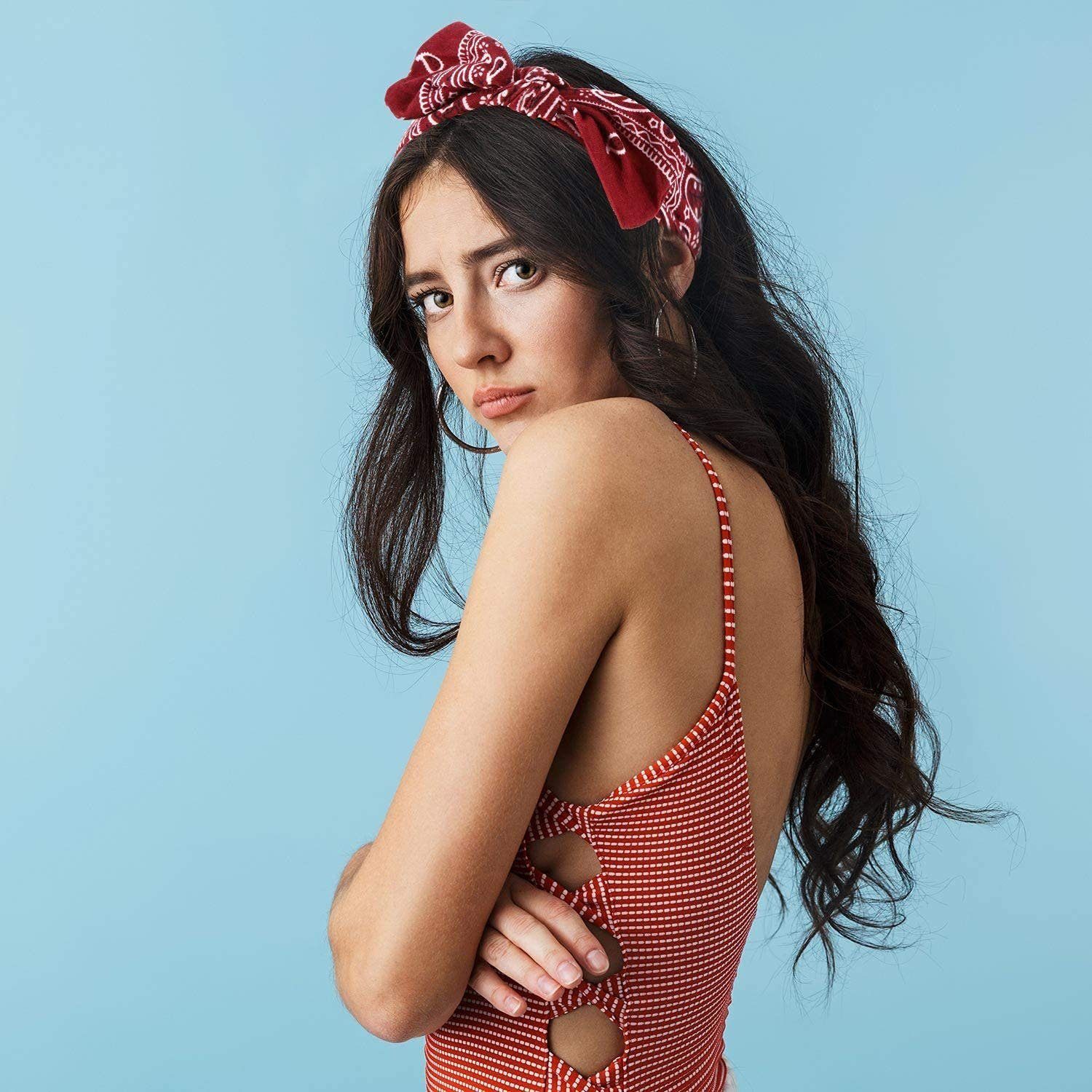 YYV Haarband 6 Stück Paisley Stirnbänder Boho Bogen Bandana Knoten Kopfbedeckung, 6-tlg., Retro Blume Gedruckt Elastische Kaninchen Ohr Haarband für Mädchen