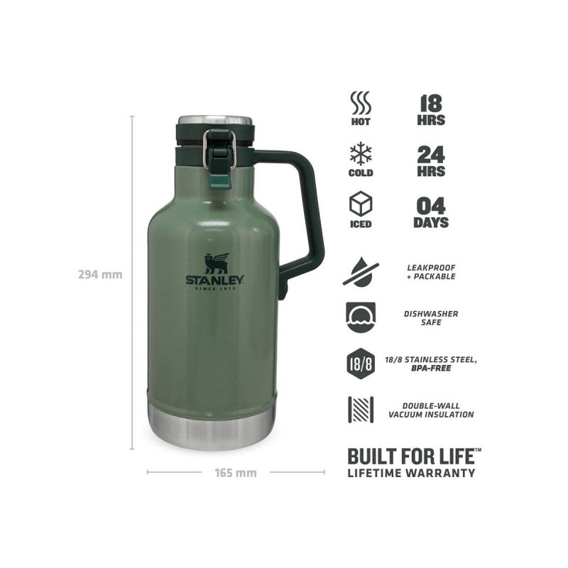 Stanley Bierflasche, Classic Easy-Pour Growler 64oz \/1.9L Hammertone Green