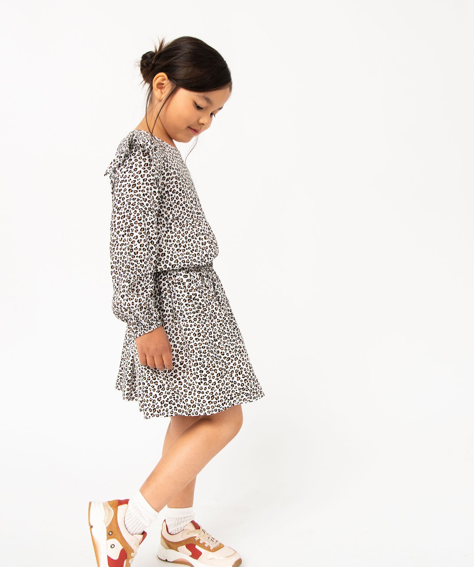 Chemise fille à manches longues avec volants sur les épaules ecru | GEMO
