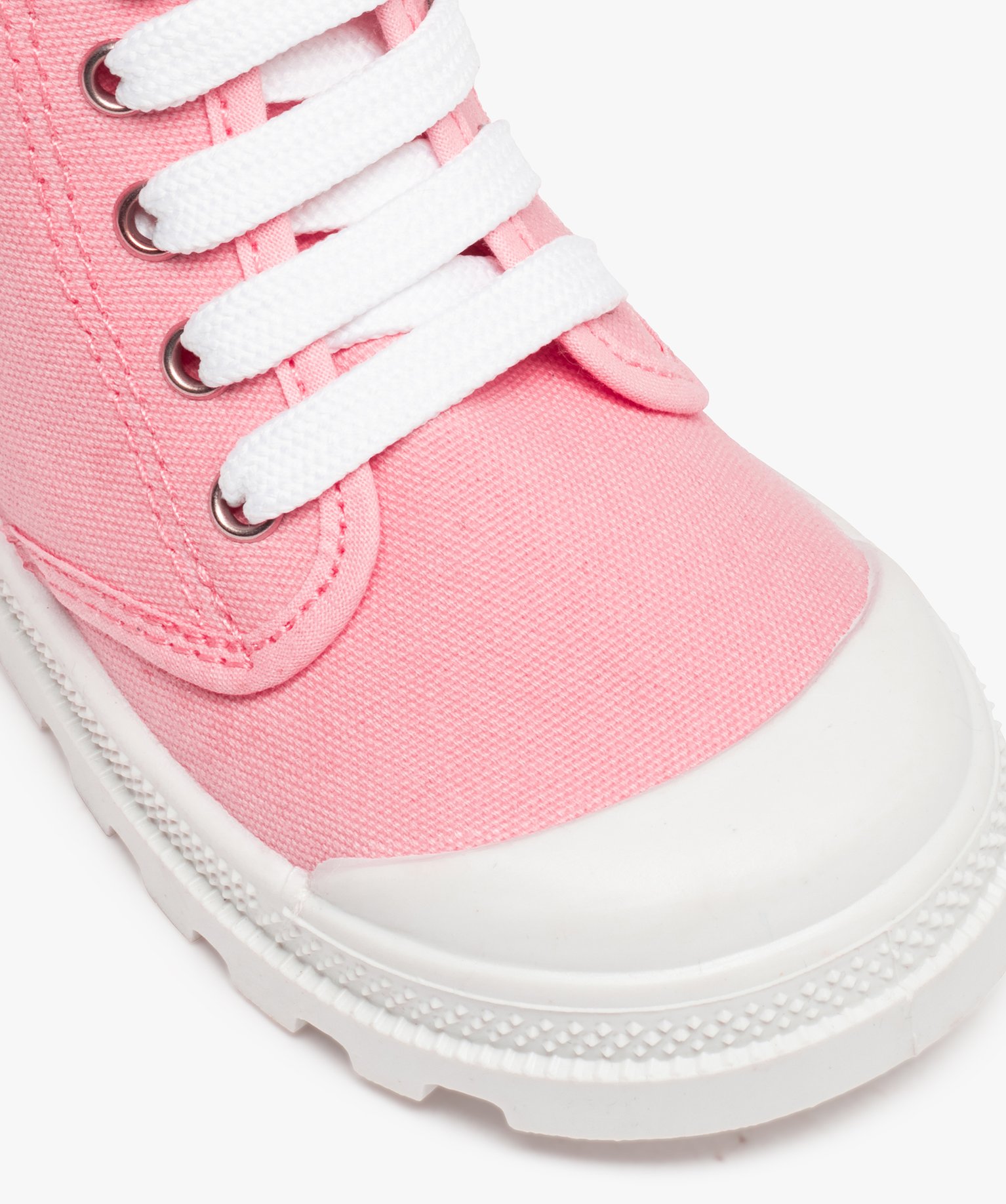Baskets fille semi-montantes en toile unie et semelle crantée rose | GEMO
