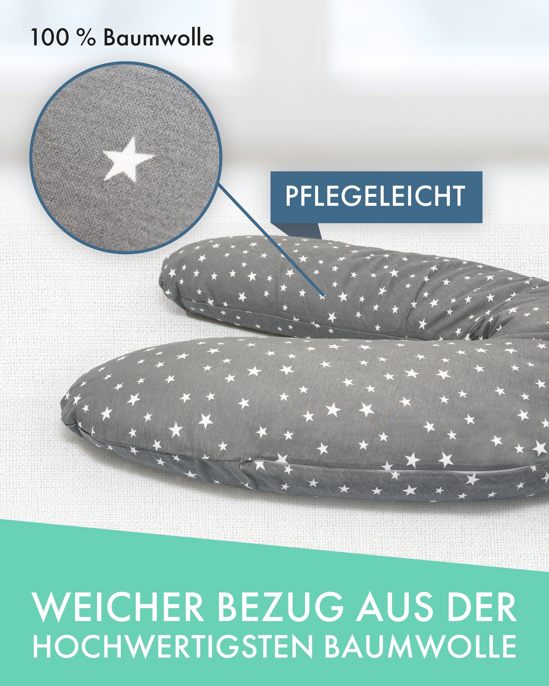 pic Bear Stillkissen pic Bear Premium Stillkissen - hochwertiges Schwangerschaftskissen, hochwertiger Baumwoll Jersey Bezug, kuschelweich und anschmiegsame