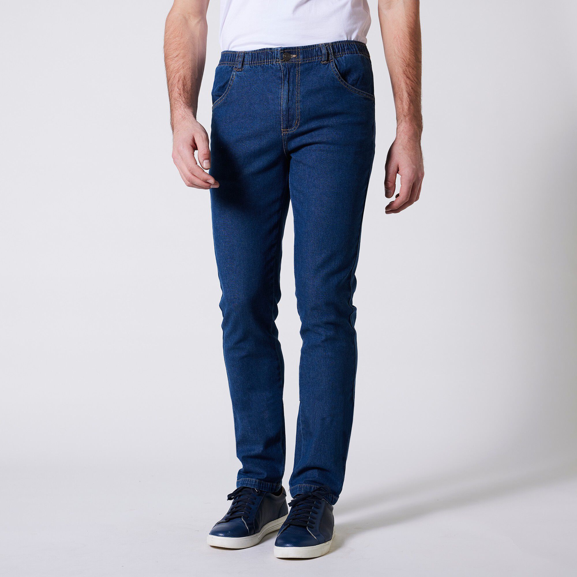 Jean droit taille élastiquée