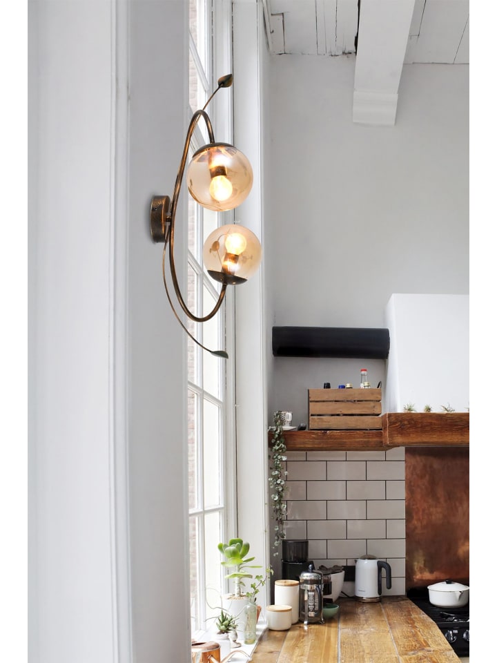 Licht-Erlebnisse Wandlampe in Shabby Braun-Gold Honiggelb günstig kaufen onesize