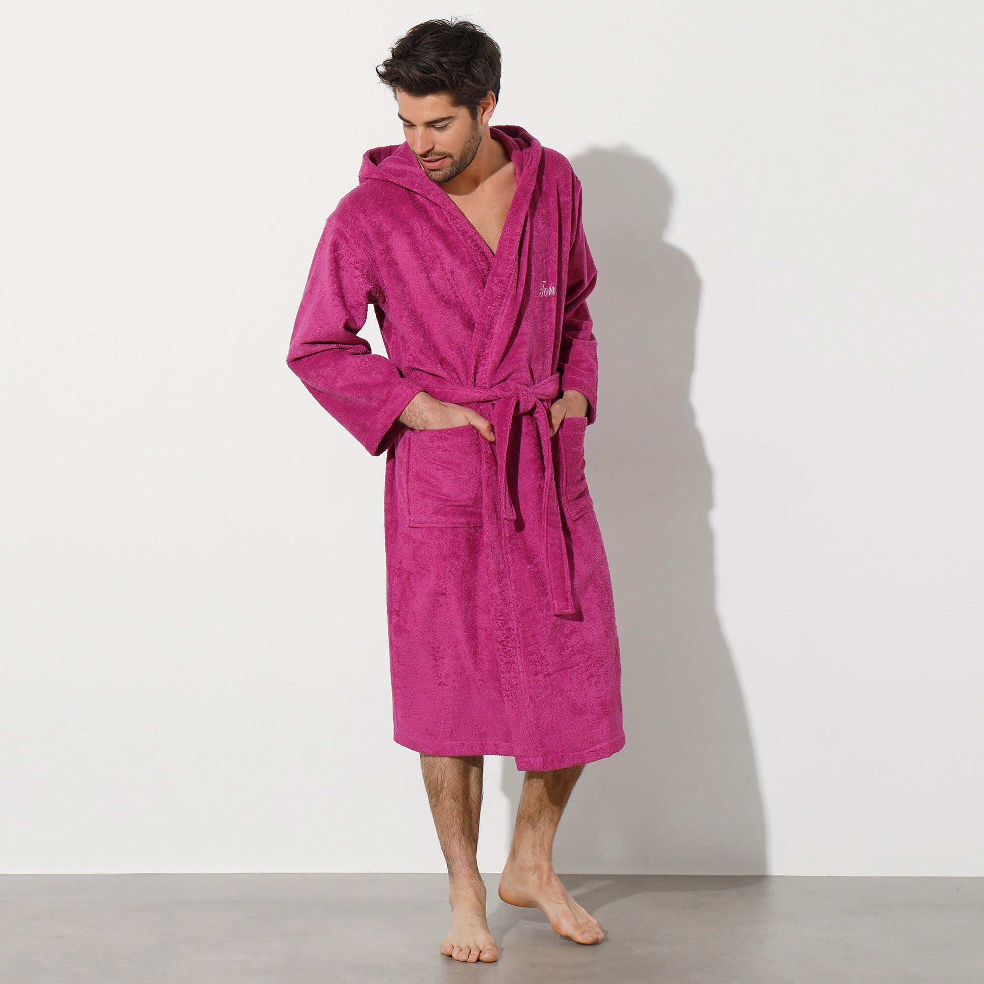 Peignoir mixte adulte col capuche éponge bouclette