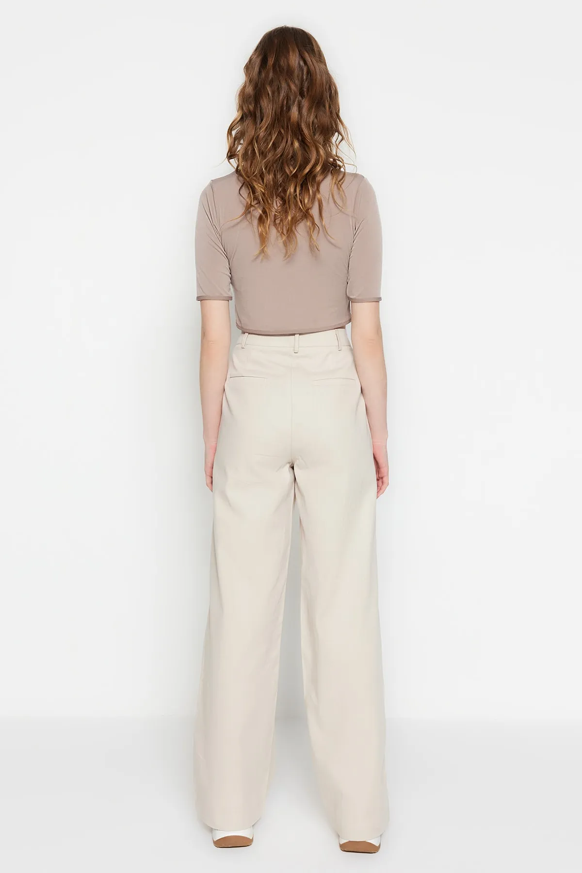 Trendyol Collection  Stone Wide Leg/Wide Leg Woven Hose TWOSS23PL00142